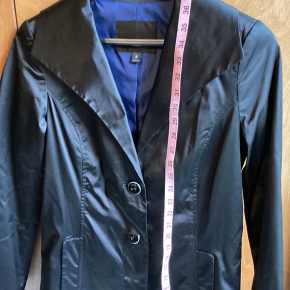Vintage Black Target **Mossimo** Classic Satin Trench Coat, size Small - Picture 7 of 9